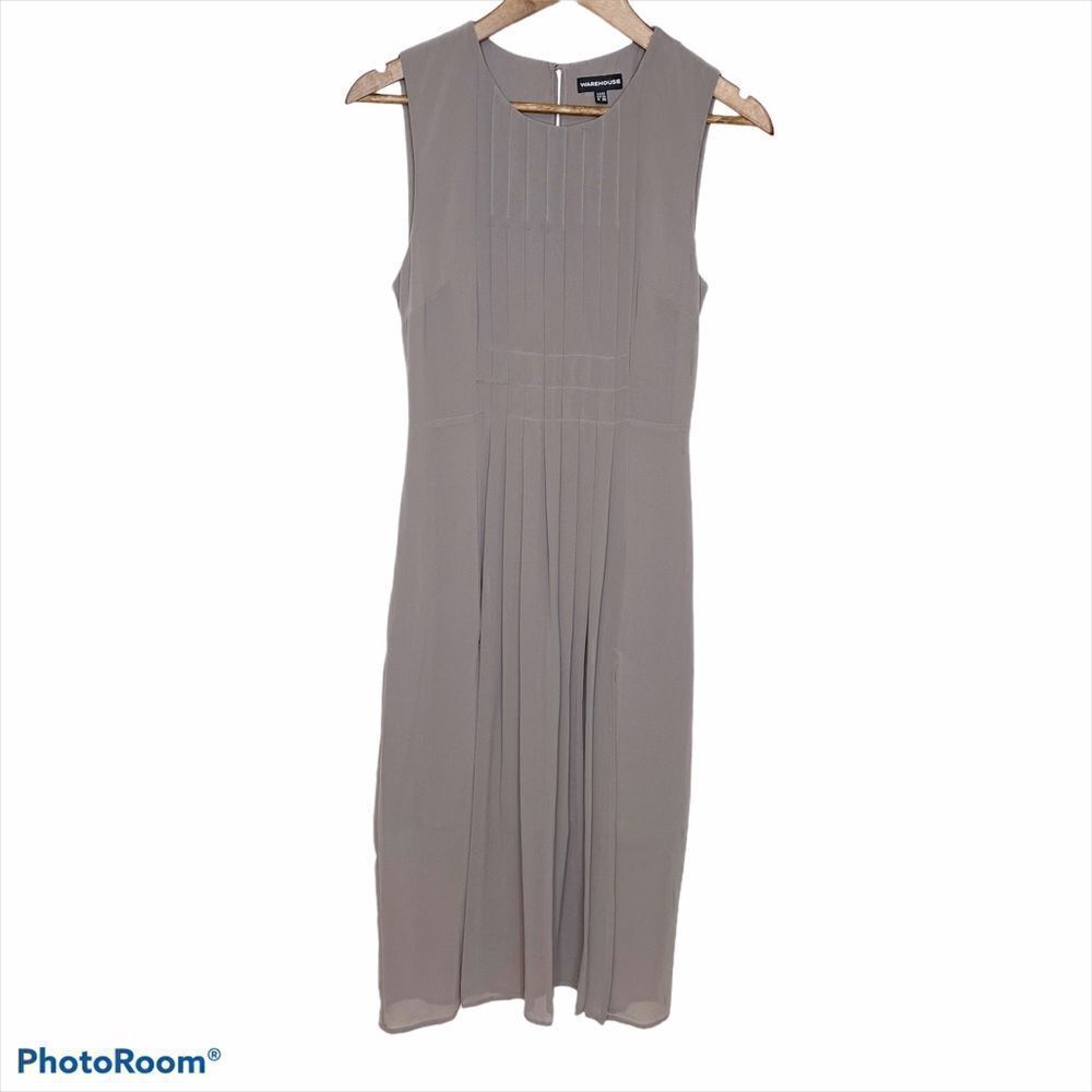 Warehouse Pleated Sleeveless Dress Size 6